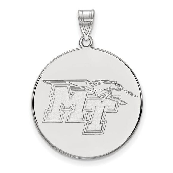 14k White Gold Middle Tennessee State XL Disc Pendant